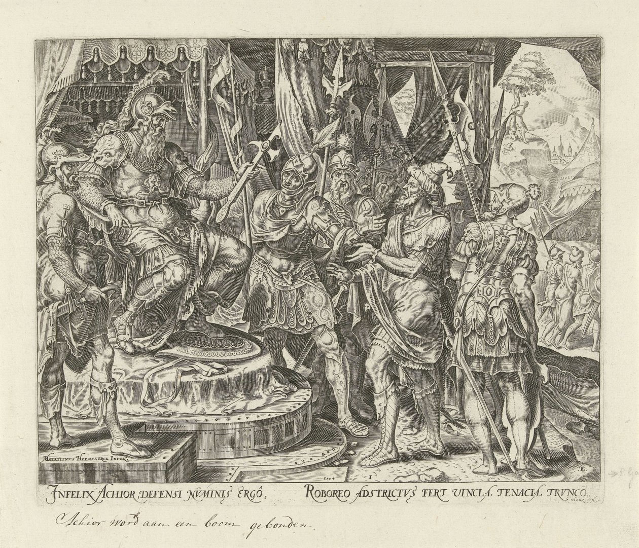 Achior davanti a Oloferne (Storia di Giuditta e Oloferne) da Philips Galle
