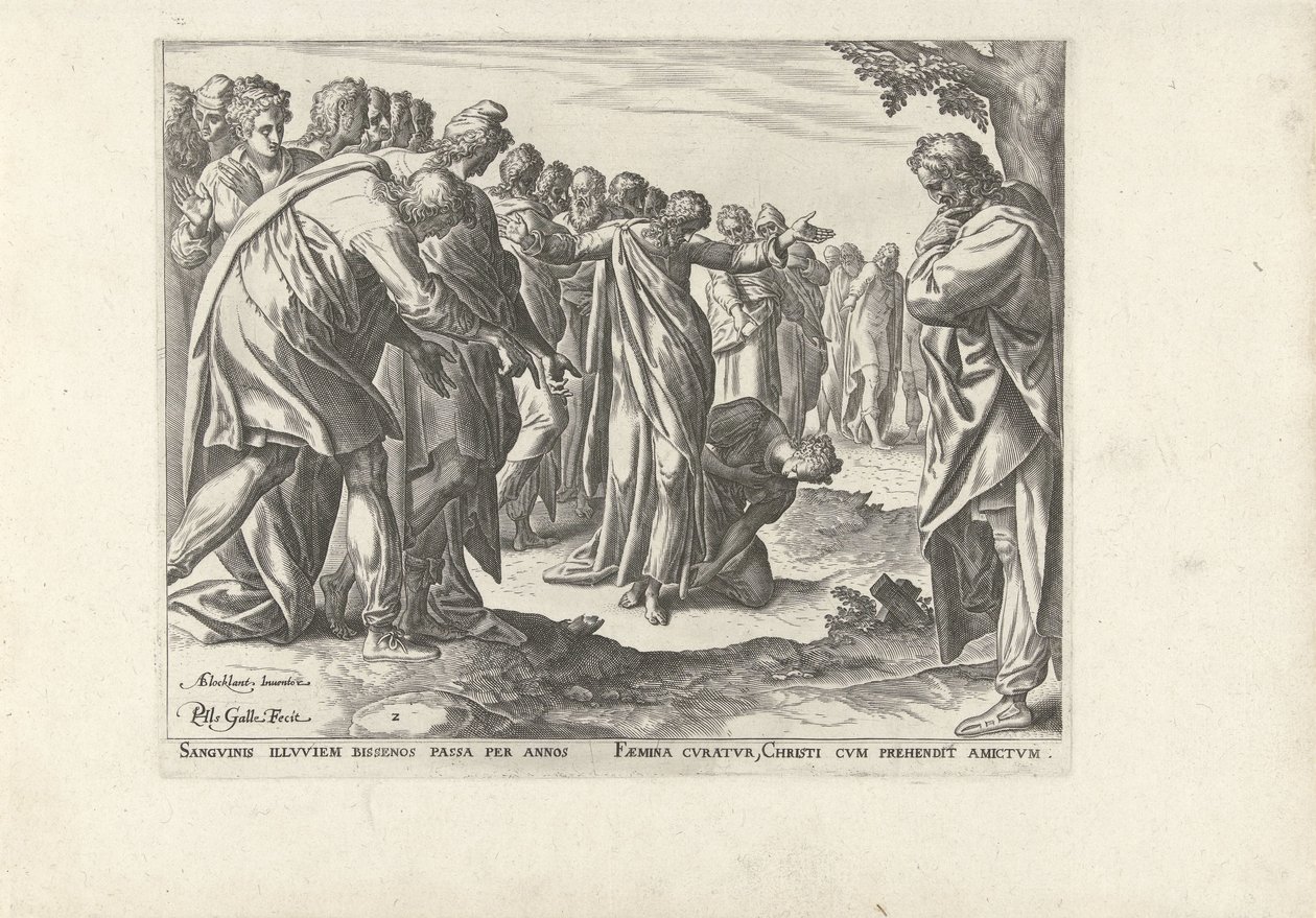 Cristo guarisce una donna con emorragia da Philips Galle
