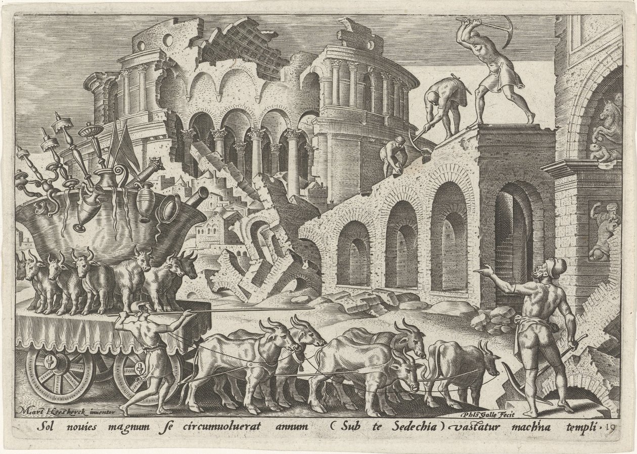 I Caldei saccheggiano il tempio di Gerusalemme, I giorni di sventura del popolo ebraico (titolo della serie) da Philips Galle