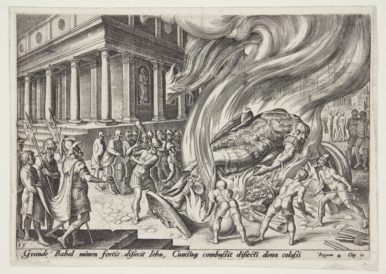 Jehu distrugge il tempio e la statua di Baal da Philips Galle