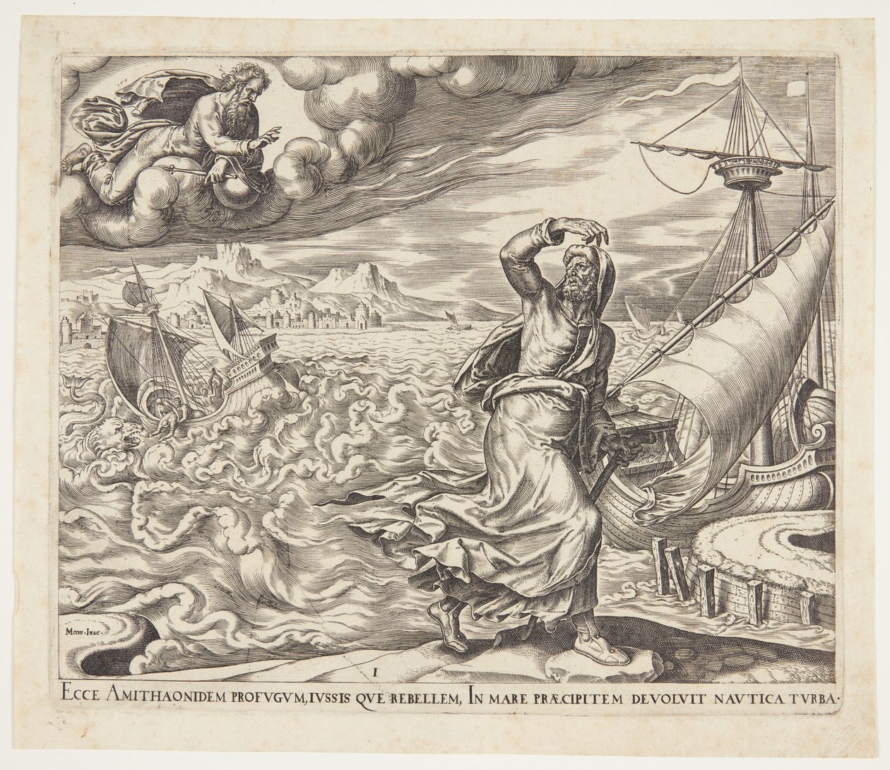 Giona fugge dalla presenza del Signore da Philips Galle