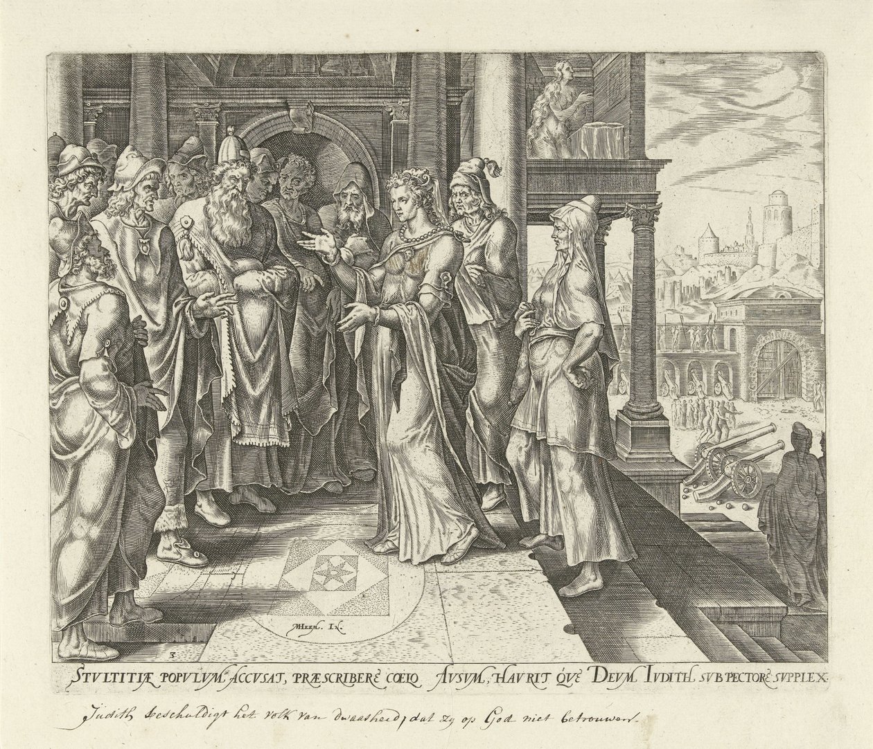 Giuditta ammonisce i governanti di Betulia (Storia di Giuditta e Oloferne) da Philips Galle