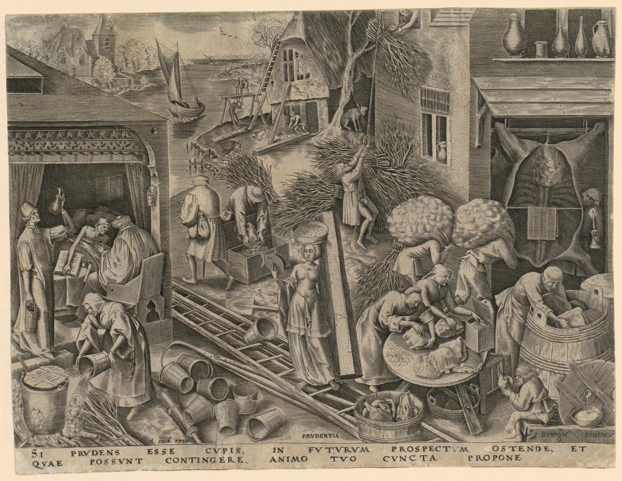 Prudenza (Prudentia), tavola 5 della serie «Le sette virtù» da Philips Galle