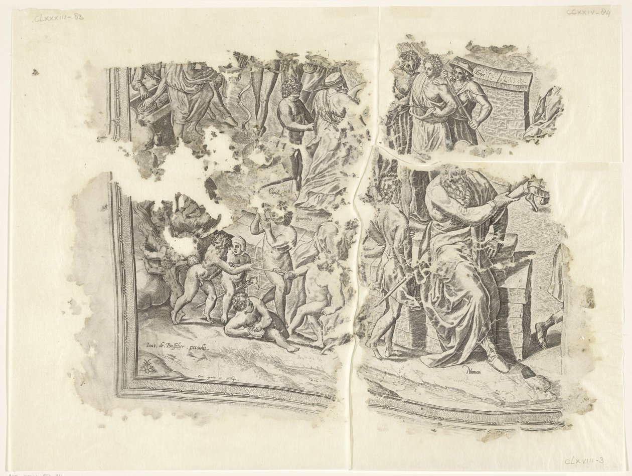 Angolo inferiore sinistro di una stampa della scena di Cebes da Philips Galle