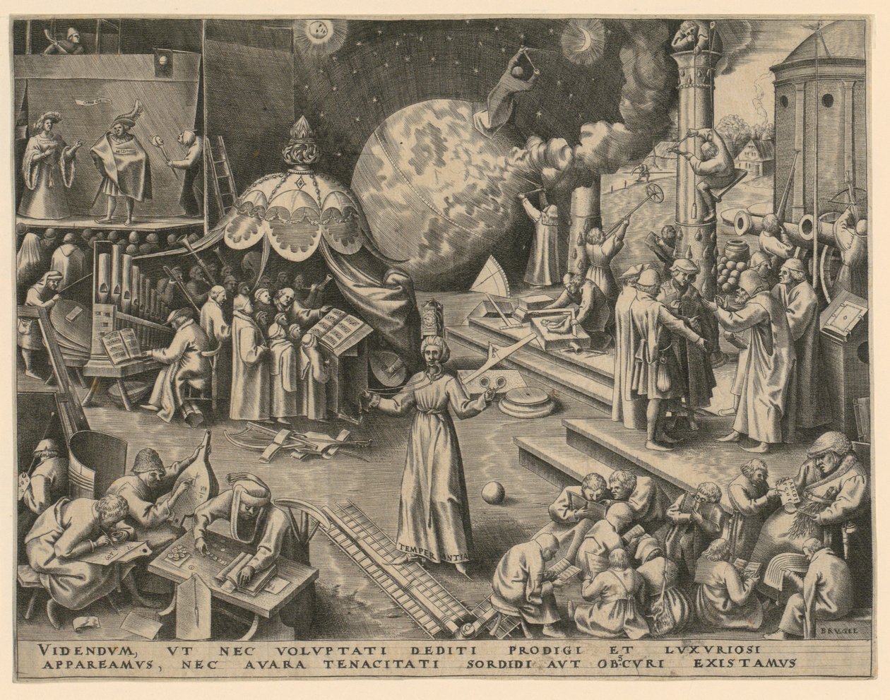 Moderazione (Temperantia), foglio 7 della serie "Le sette virtù" da Philips Galle