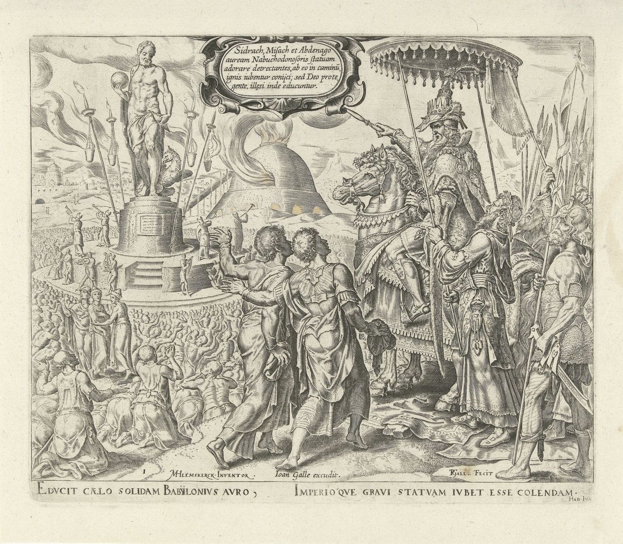 Nabucodonosor accusa Shadrach, Meshach e Abednego Storia di Shadrach, Meshach e Abednego (serie) da Philips Galle