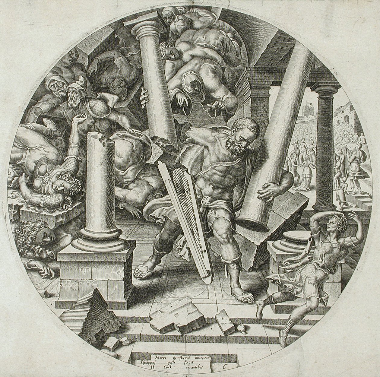 Sansone distrugge il tempio da Philips Galle