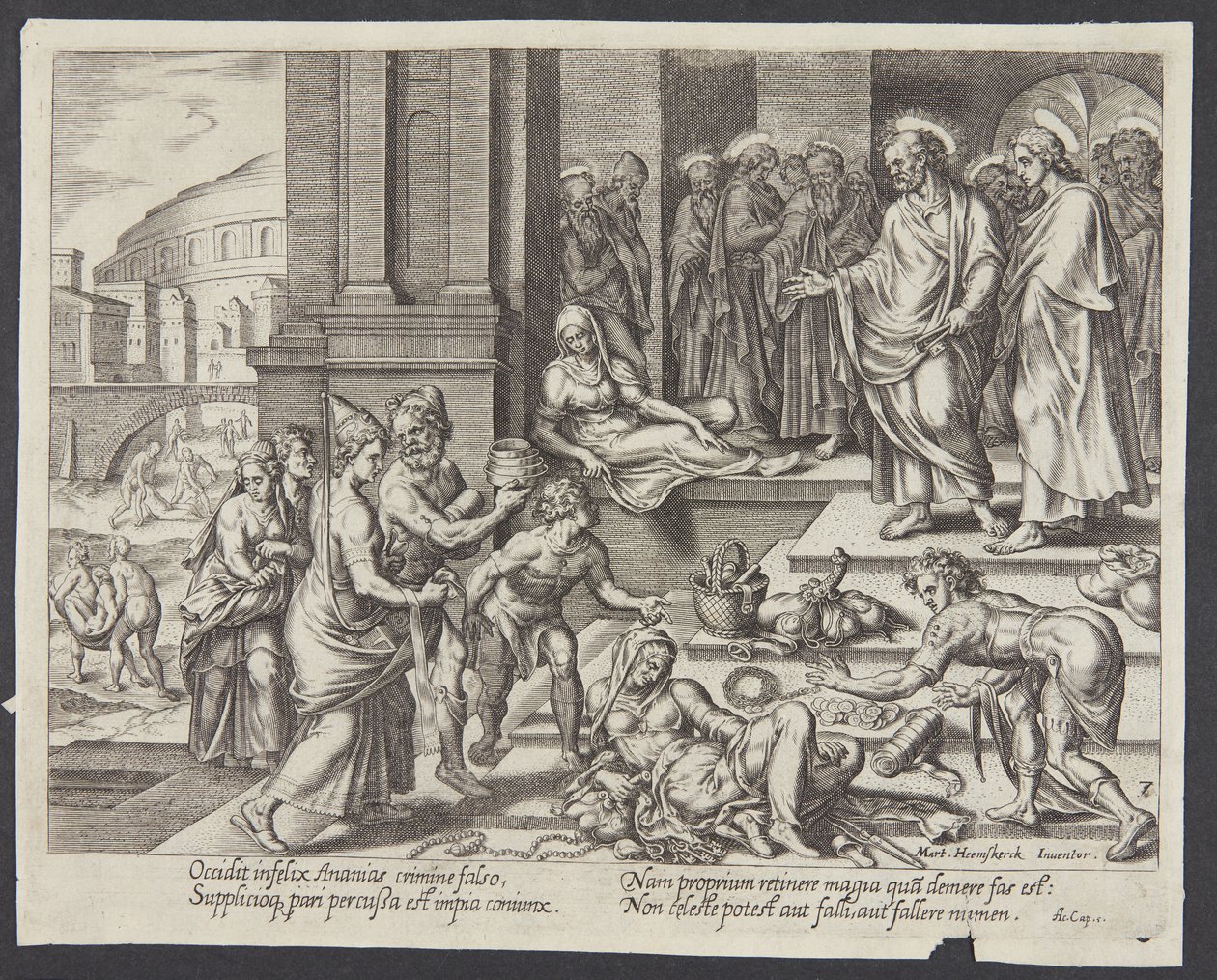 La morte di Saffira da Philips Galle