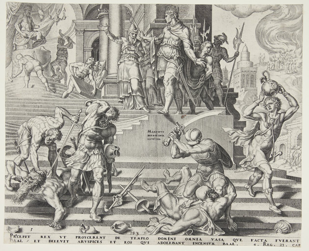La distruzione del Tempio di Baal e il massacro dei suoi sacerdoti da Philips Galle