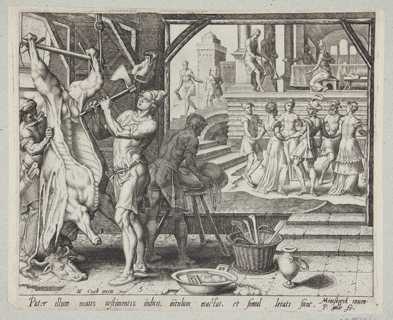Il sacrificio del vitello ingrassato da Philips Galle