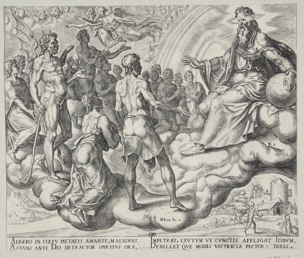 I figli di Dio, Satana tra loro, si presentano davanti al Signore da Philips Galle