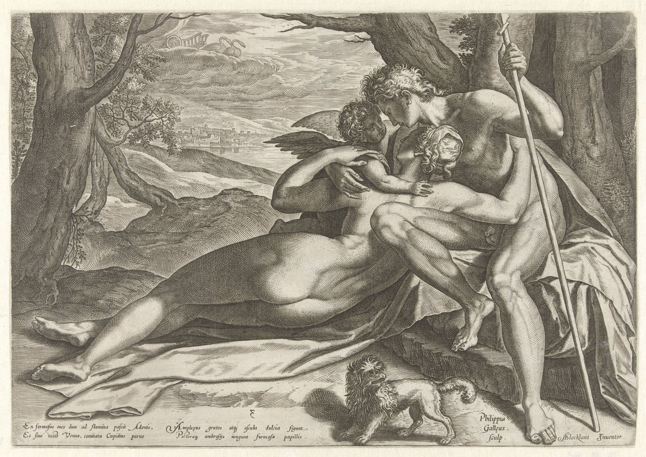 Venere e Adone con Amore da Philips Galle