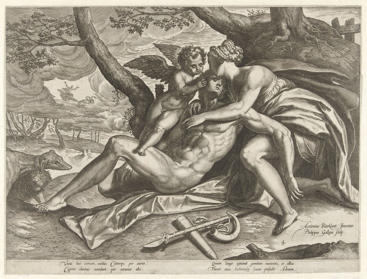 Venere piange la morte di Adone da Philips Galle