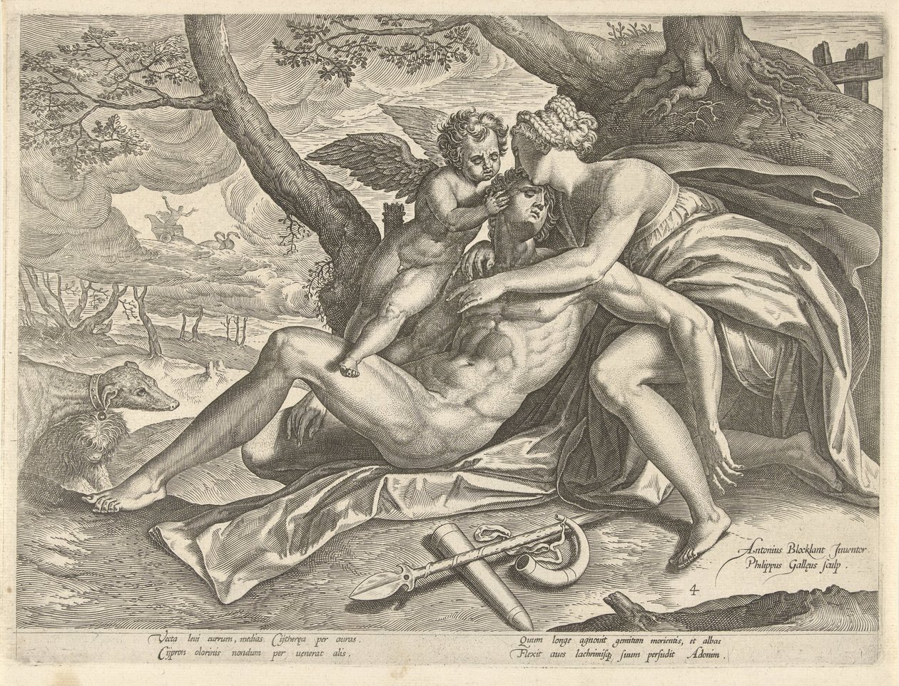 Venere piange la morte di Adone da Philips Galle
