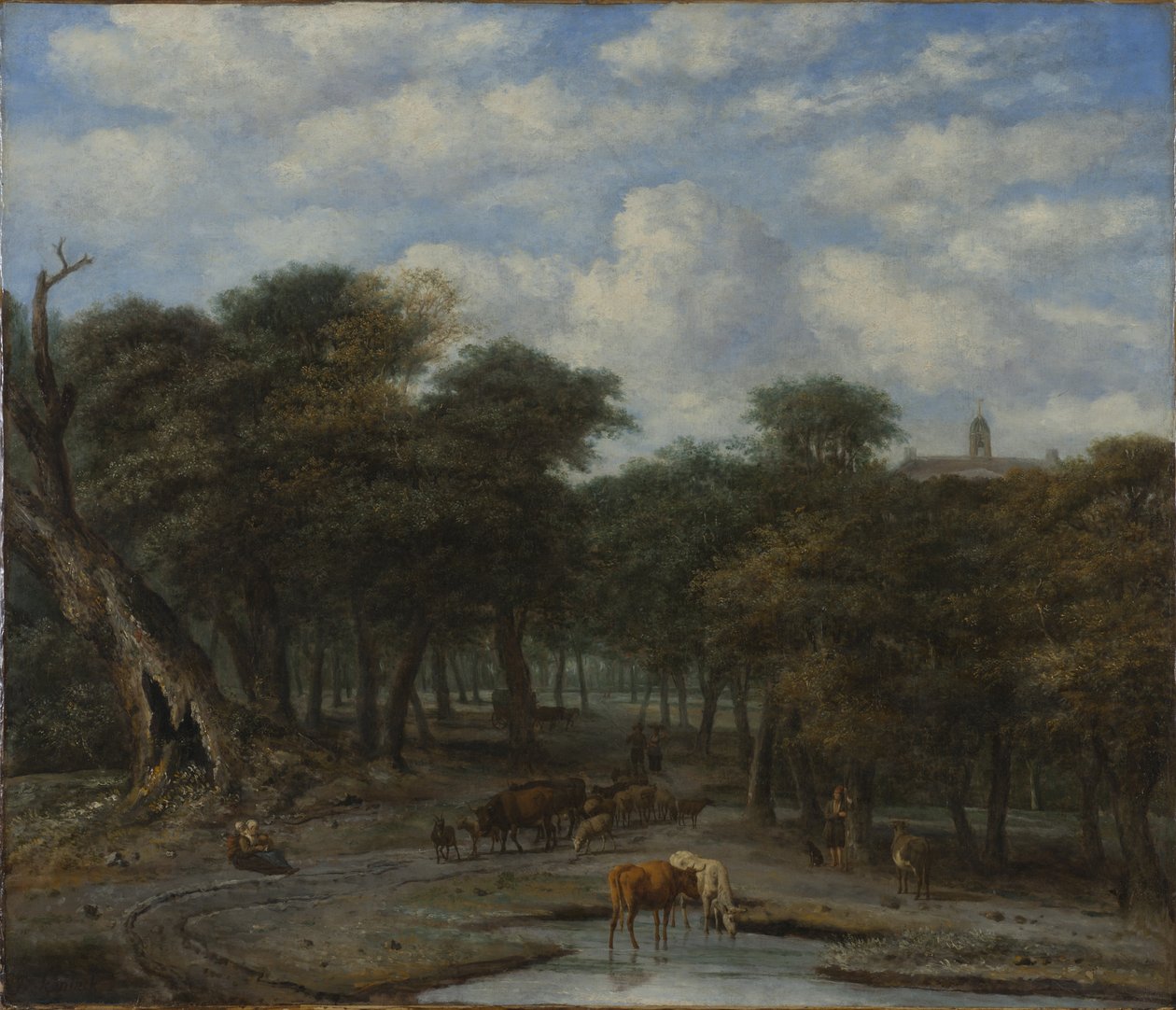Raduna nel bosco con bestiame da Philips Koninck
