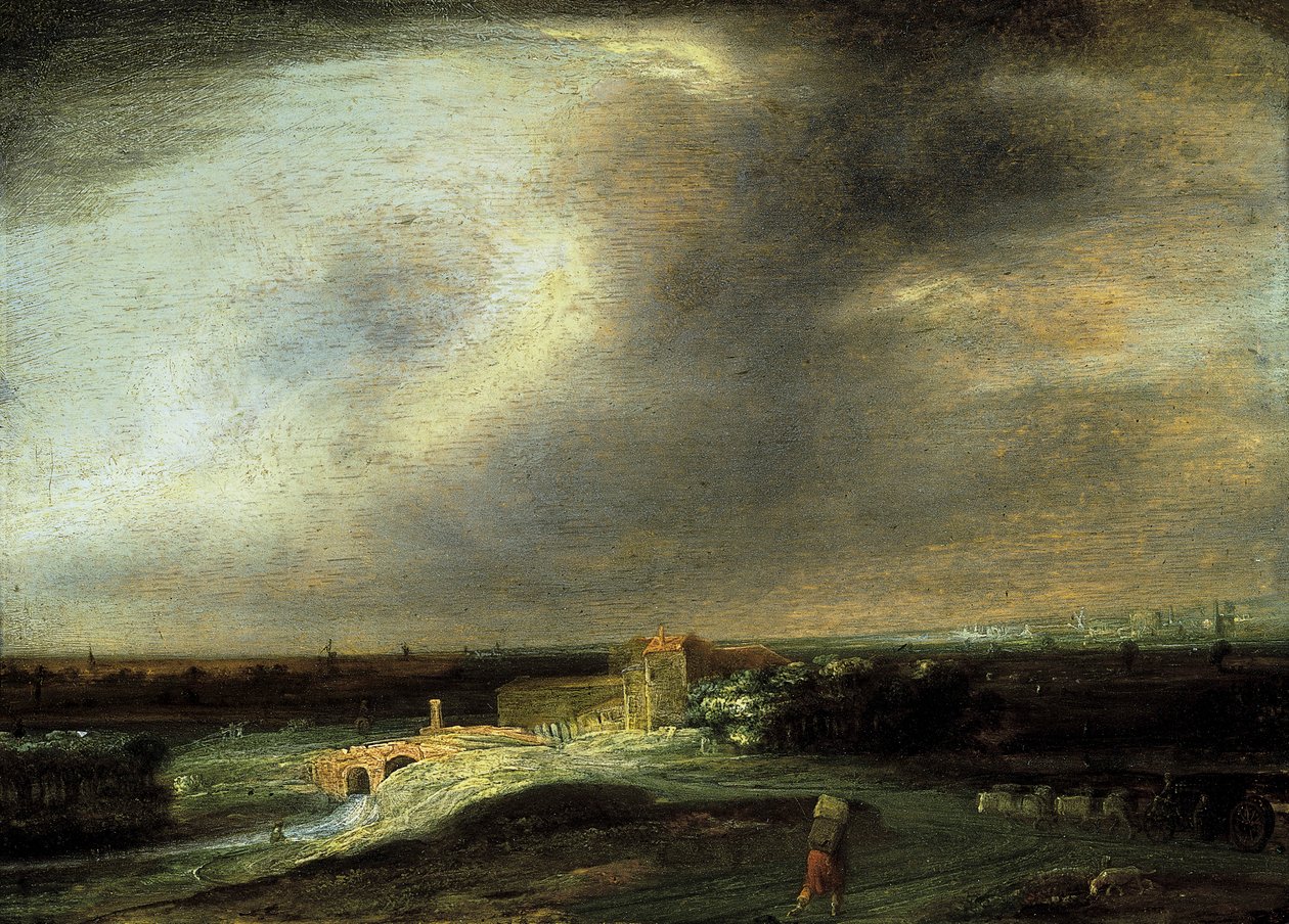 Paesaggio con città lontana da Philips Koninck
