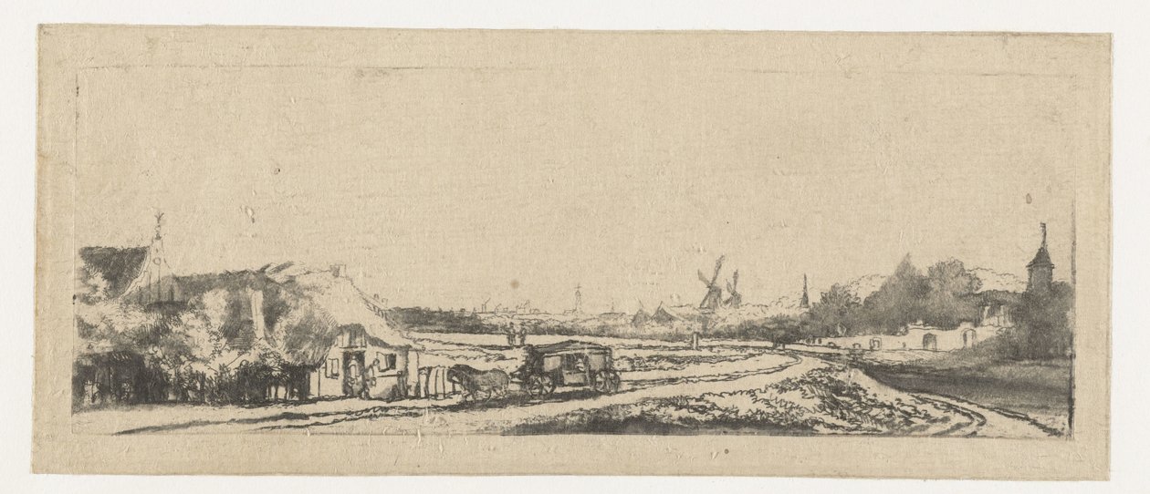 Paesaggio con carrozza da Philips Koninck