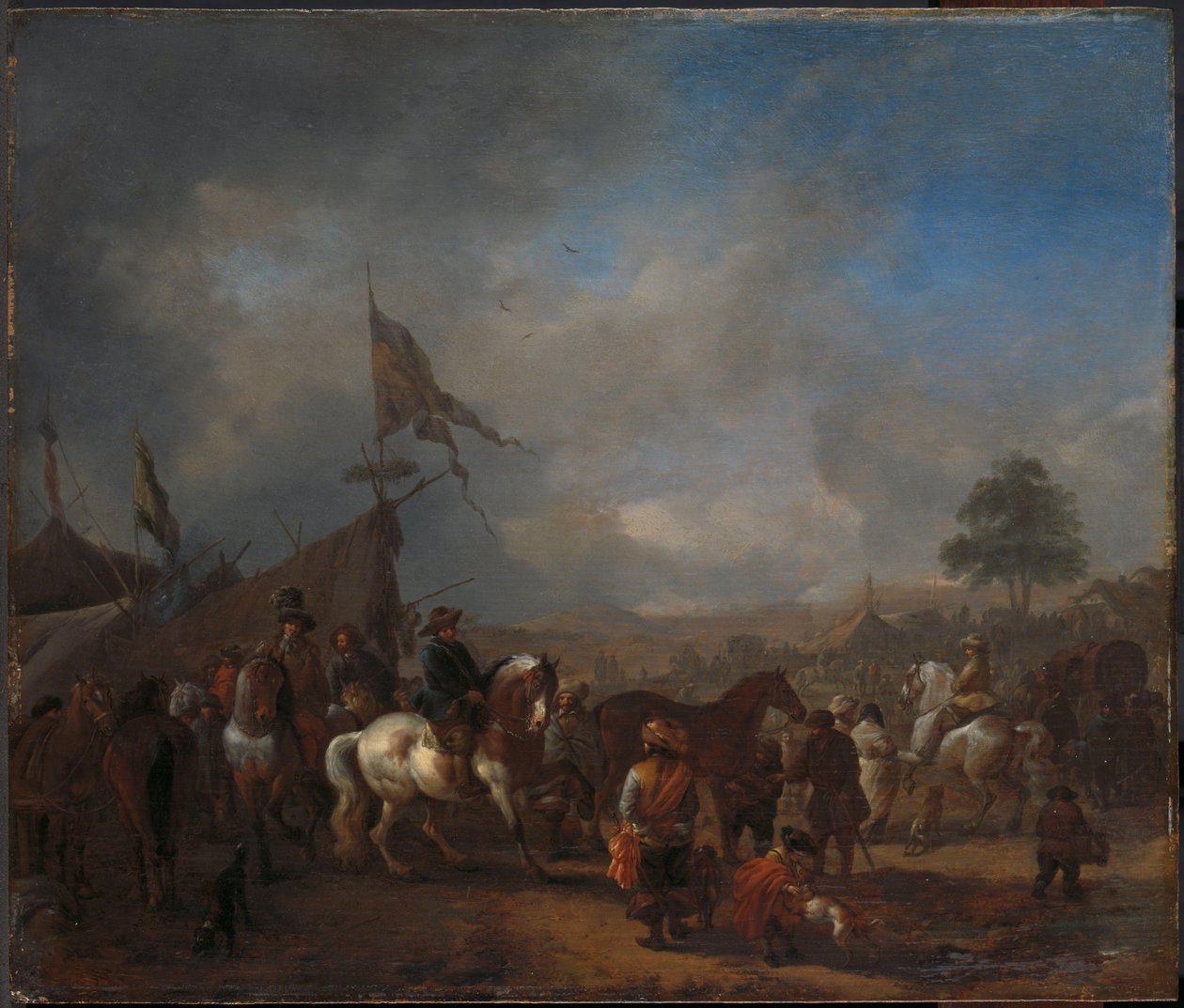 Fiera di cavalli vicino a un campo militare da Philips Wouwerman
