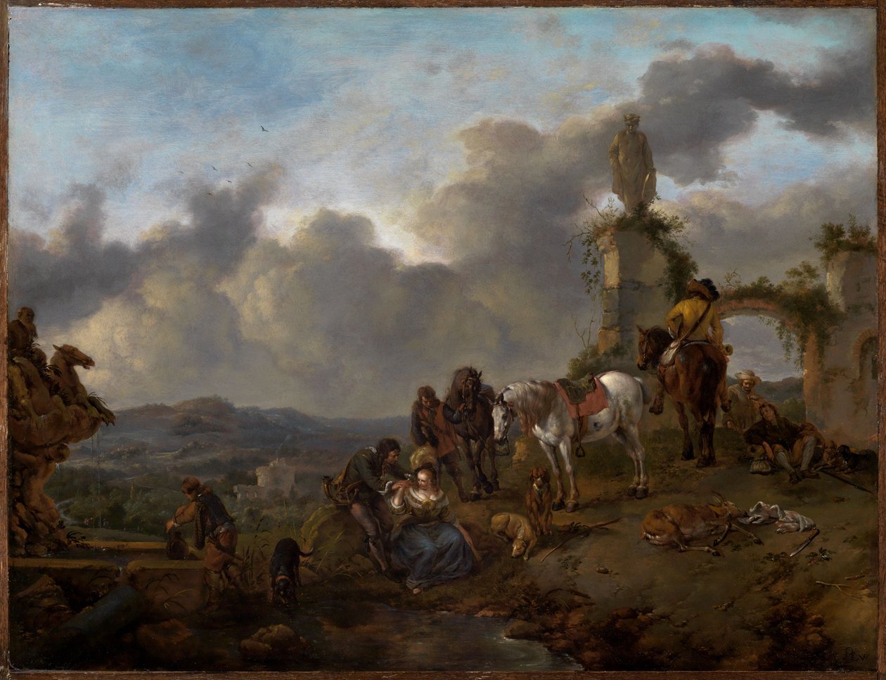 Compagnia di caccia a riposo da Philips Wouwerman