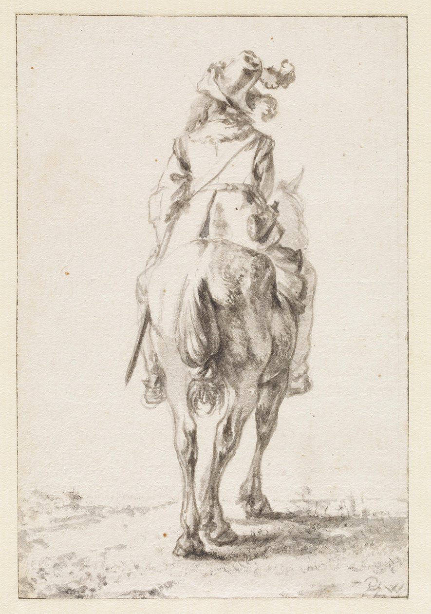 Cavaliere a cavallo, visto da dietro da Philips Wouwerman