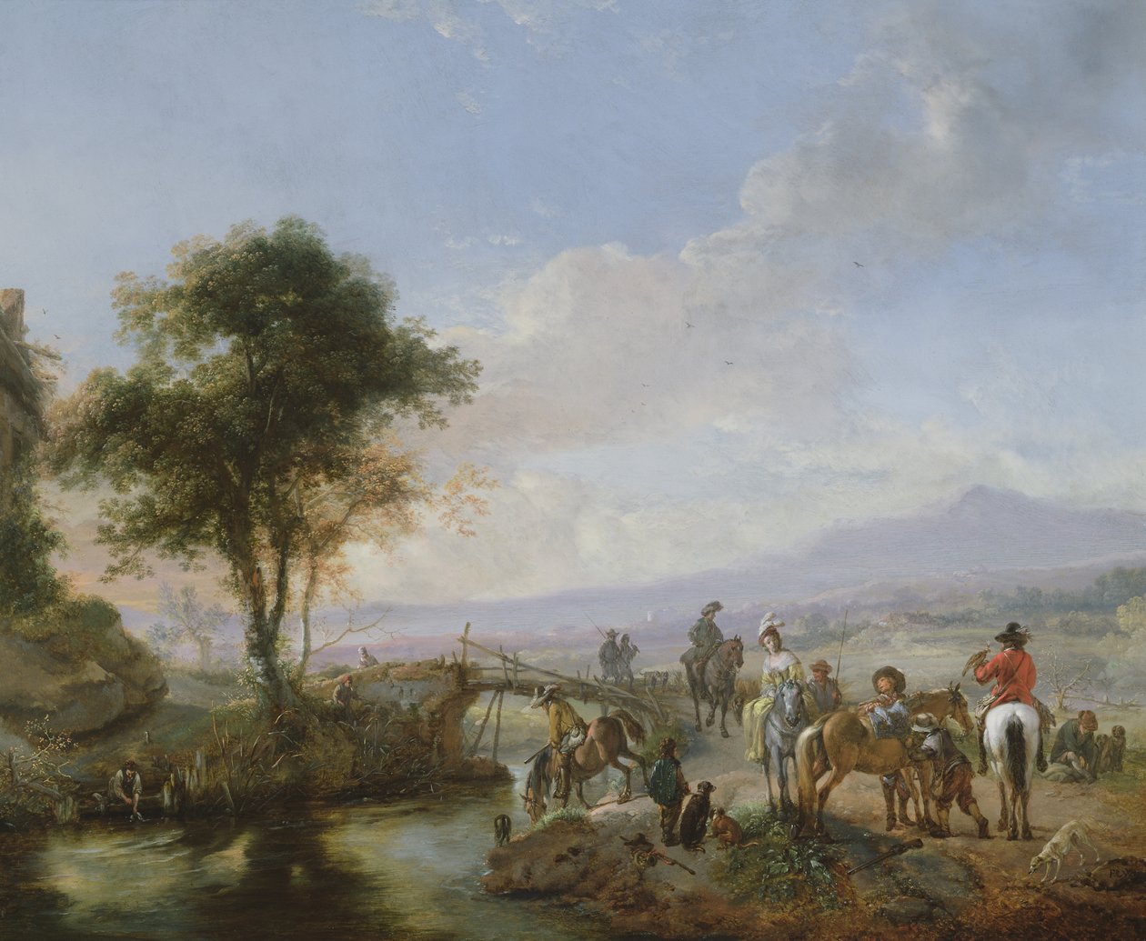 Una festa di caccia con il falco da Philips Wouwerman