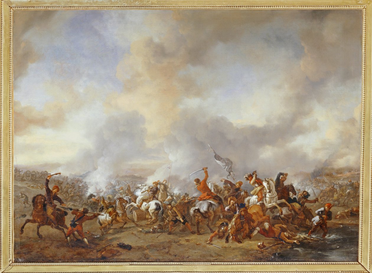 Una grande battaglia di cavalieri e fanti ... da Philips Wouwermans or Wouwerman