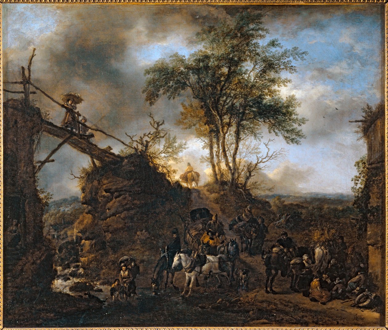 Ponte di legno sul torrente ... da Philips Wouwermans or Wouwerman