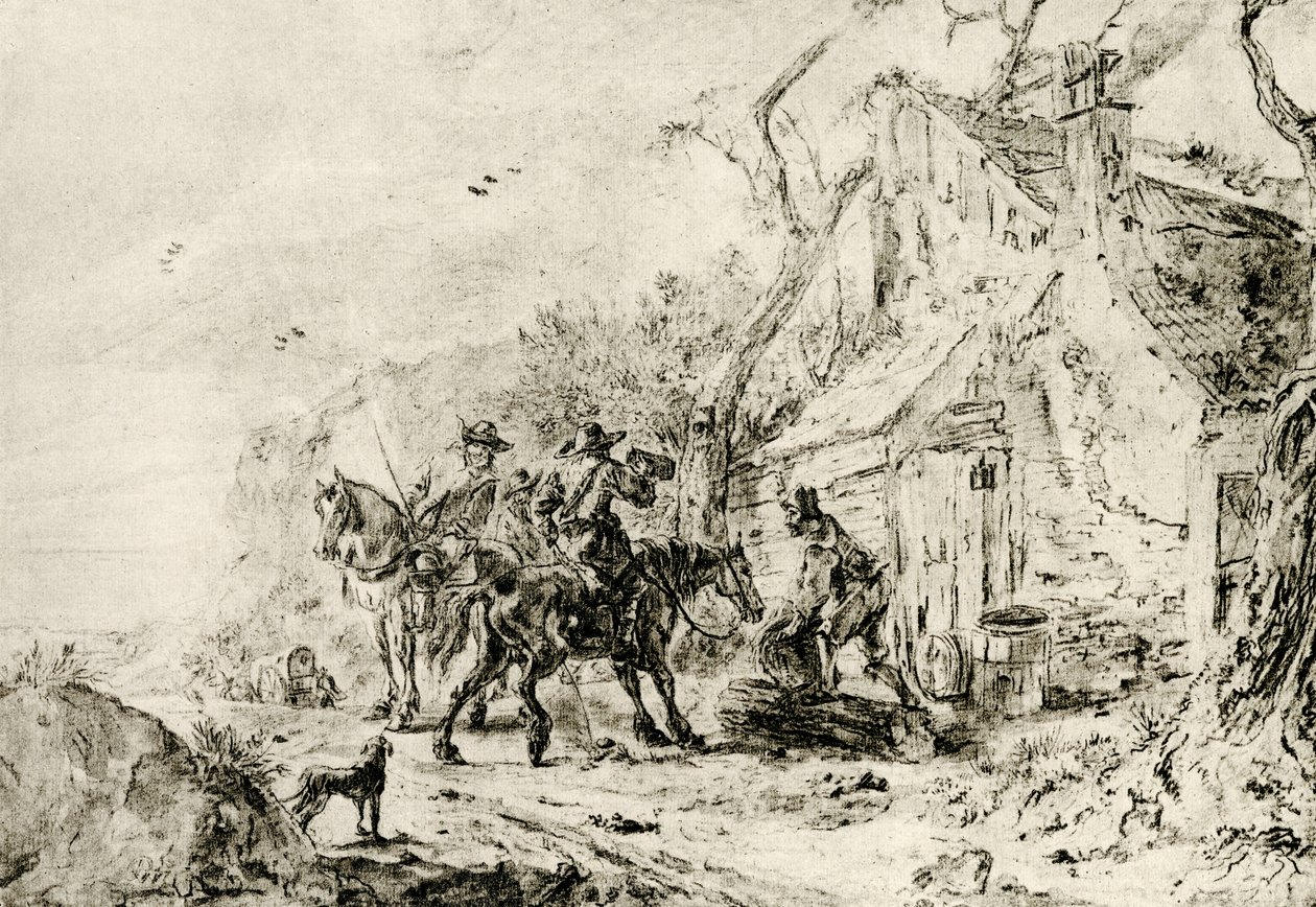 Sosta alla taverna da Philips Wouwerman