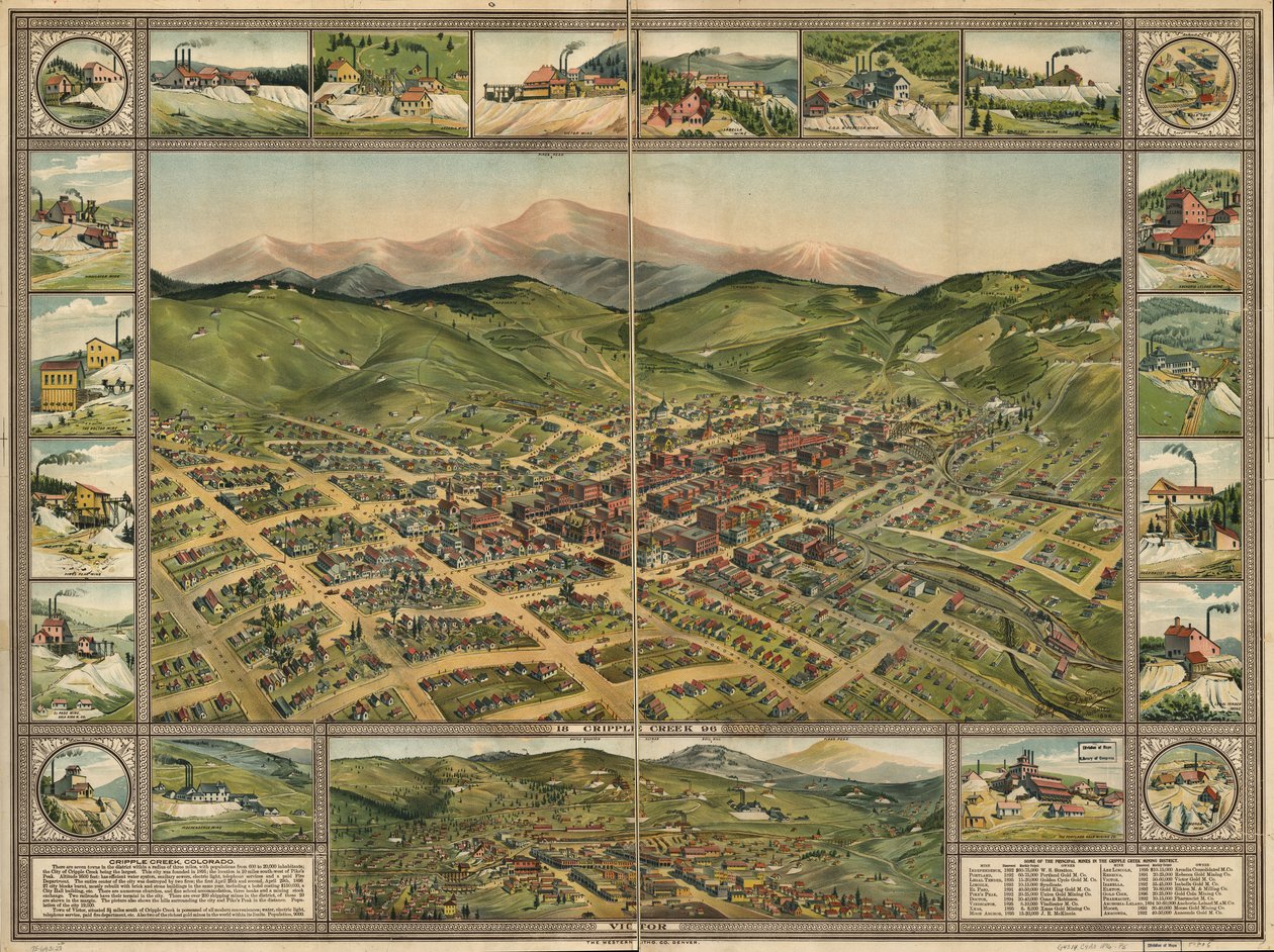Cripple Creek, 1896 da Phillips and Desjardins Western Lithograph Co.