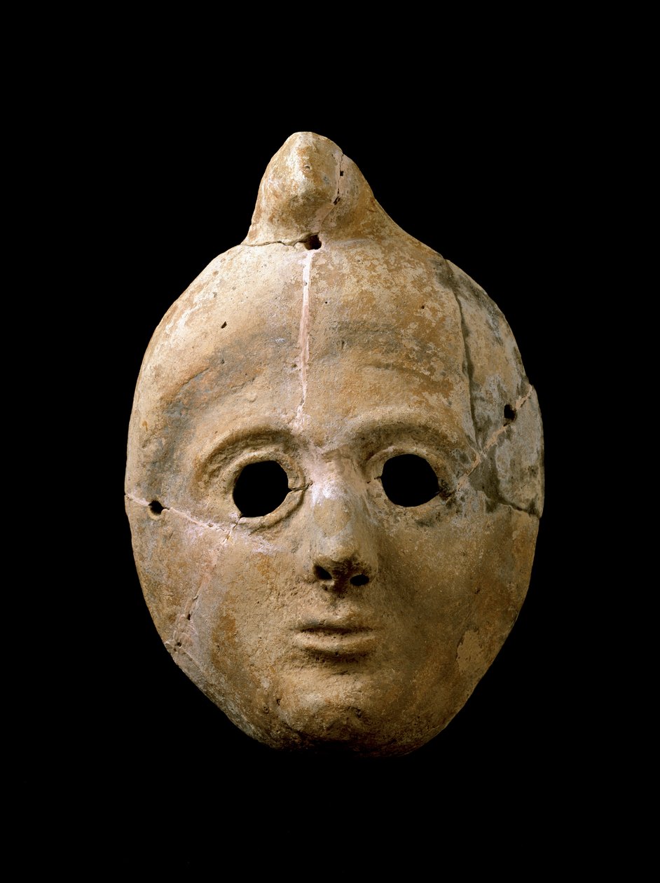 Arte fenicia: maschera di donna in terracotta. Da Puerta de la Tierra. IV-III secolo a.C. Cadice, Museo di Cadice, Spagna da Phoenician