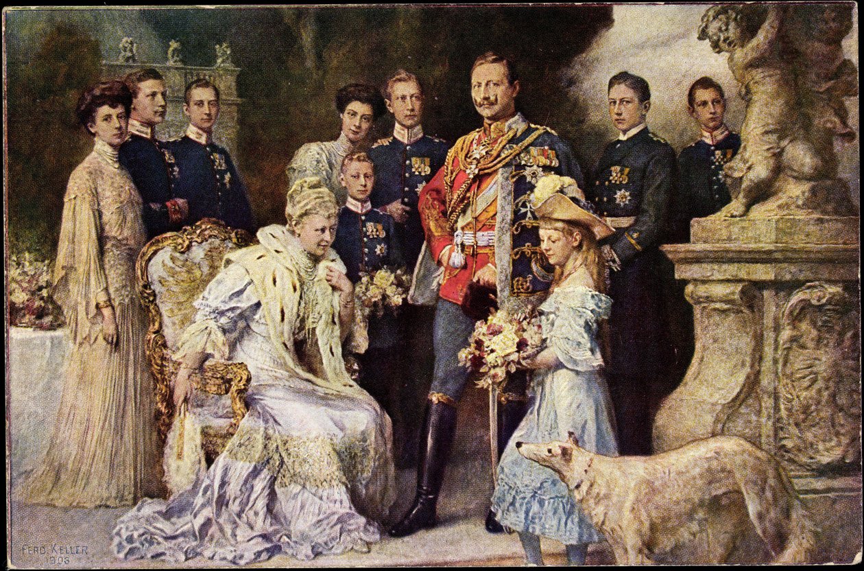 Artista Ak Kaiser Wilhelm II, Auguste Viktoria, Viktoria Luise, Levriero, Prussia da Photographer German