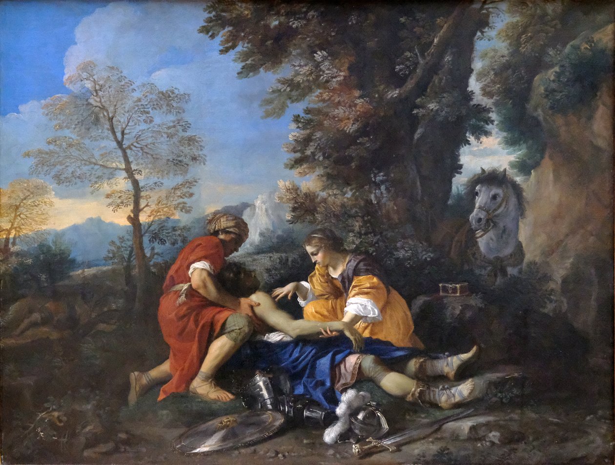 Tancredi rianimato da Erminia e Vafrino dopo il combattimento con Argante da Pier Francesco Mola