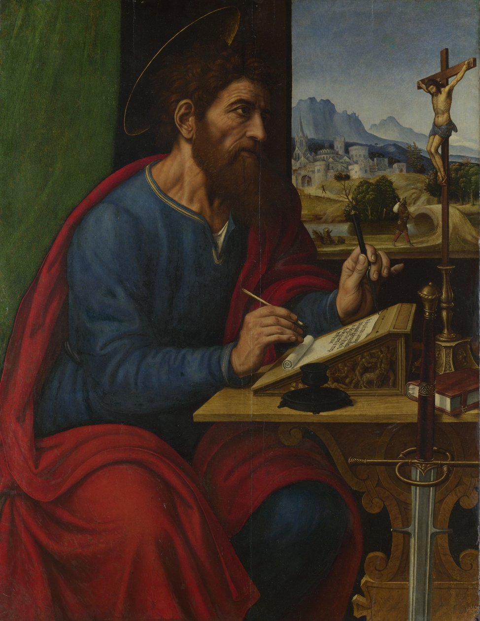 San Paolo scrivendo da Pier Francesco Sacchi