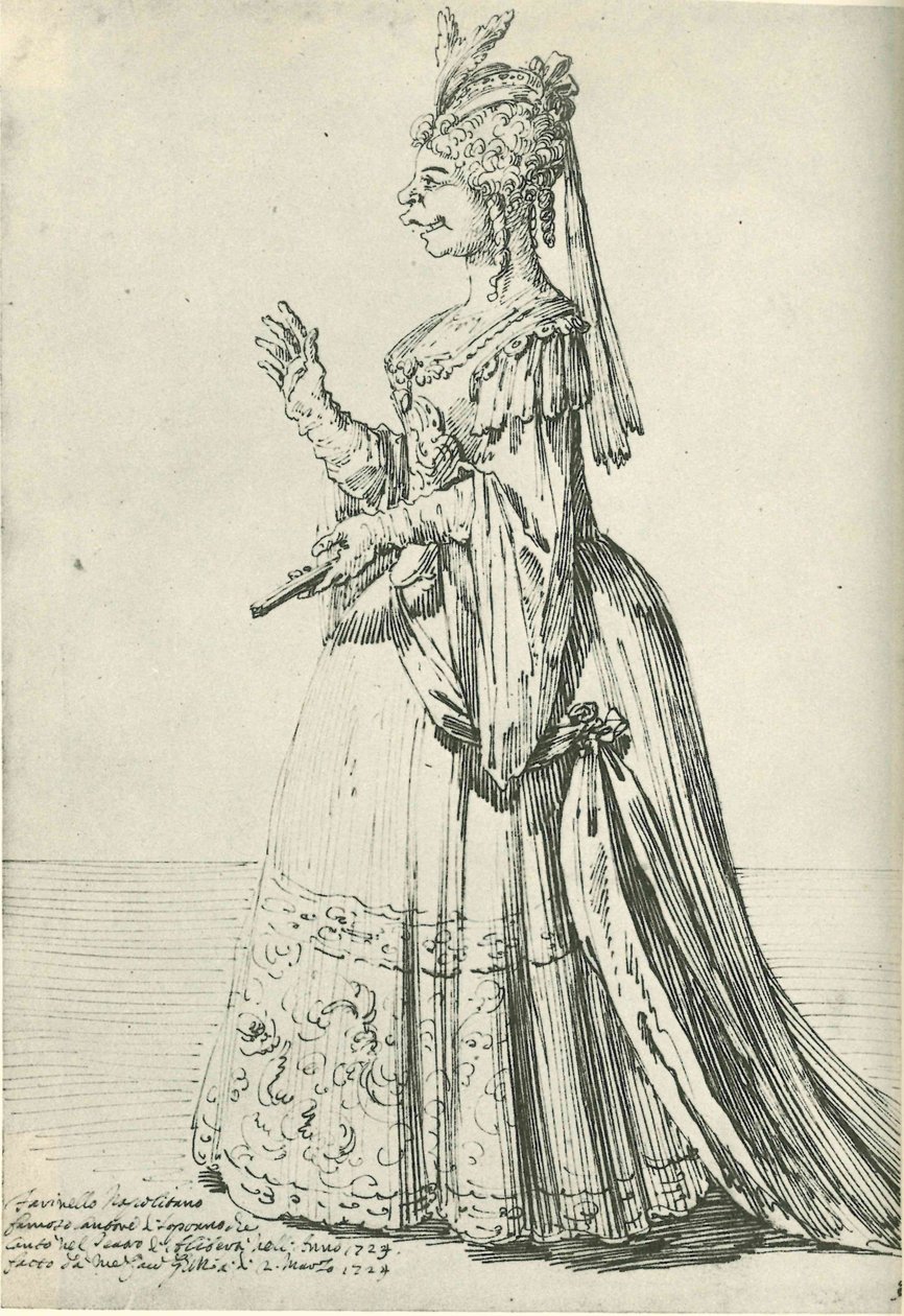 Una caricatura di Farinelli in un ruolo femminile da Pier Leone Ghezzi