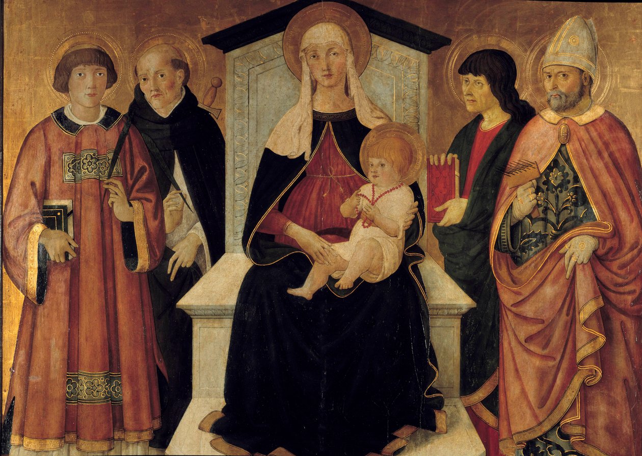 La Vergine col Bambino, circondata da San Lorenzo diacono, San Pietro, San Giovanni, San Biagio di Sebaste da Pier Francesco Fiorentino