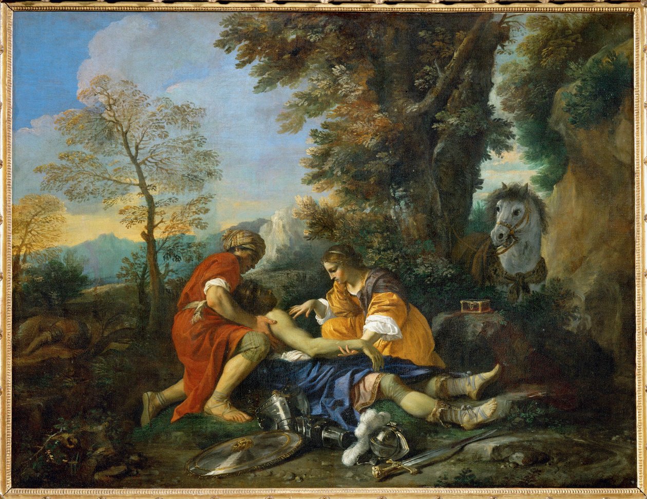 Herminie e Valfrino curano le ferite di Tancrede ... da Pier Francesco Mola