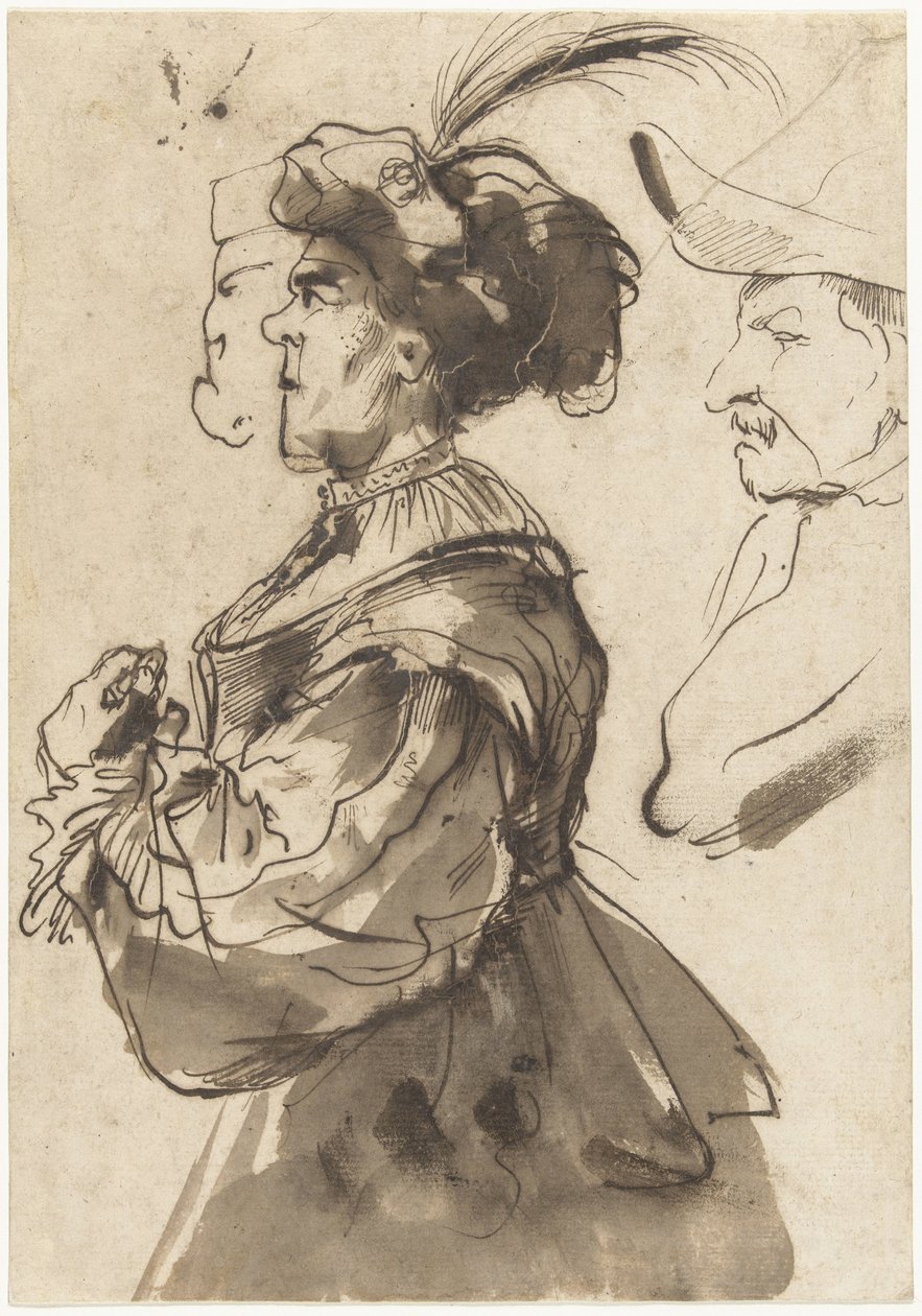 Caricatura di una vecchia donna agghindata da Pier Francesco Mola