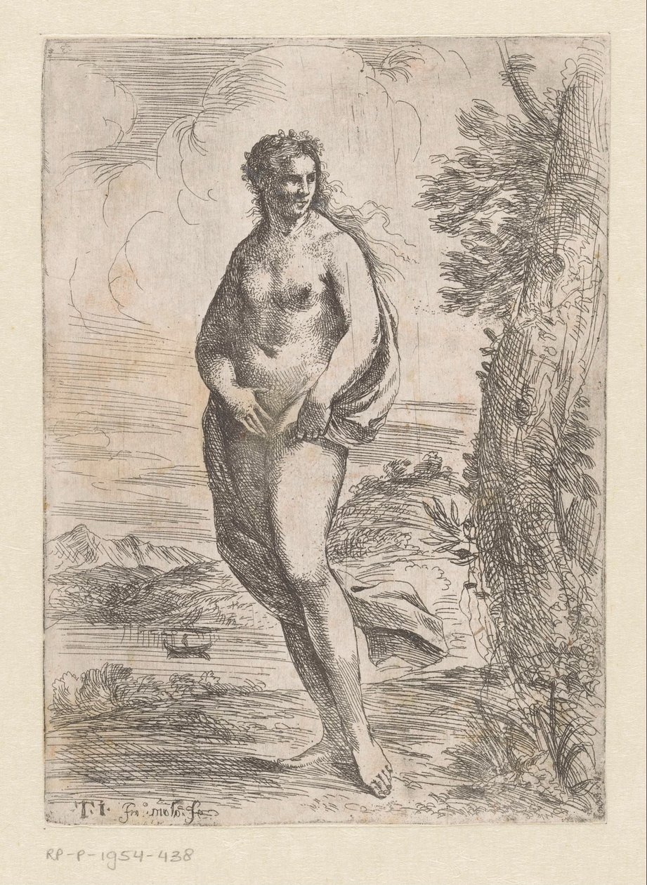 Donna nuda in piedi nel paesaggio da Pier Francesco Mola