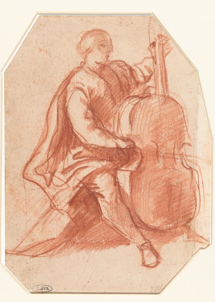 Viola da Gamba-Spieler, Dreiviertel von der Seite da Pier Francesco Mola