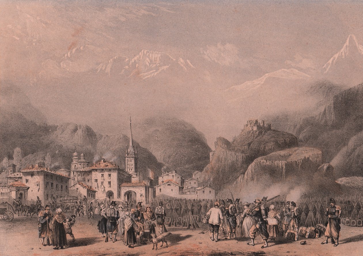 Bivacco delle truppe francesi a Susa, Piemonte da Blaise Nicolas Le Sueur