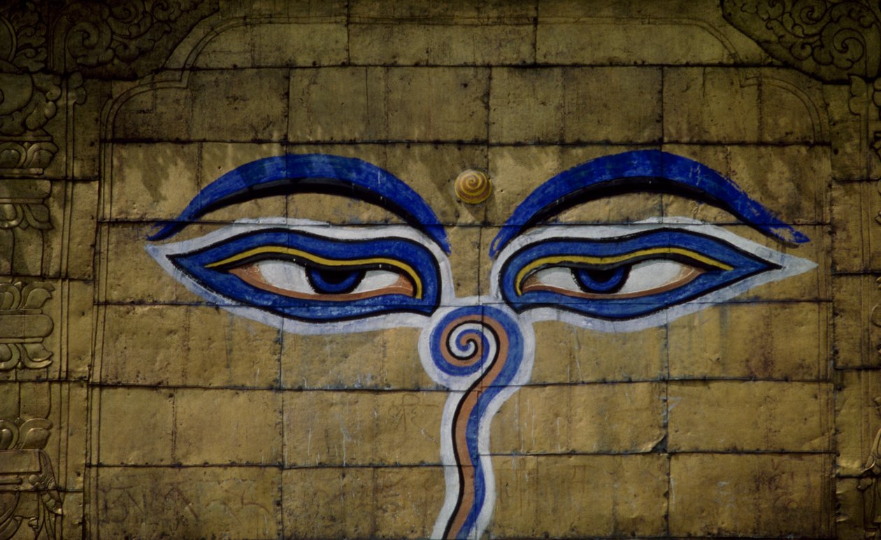 Detail des Swayambhunath-Tempels in Kathmandu, Kathmandu-Tal (UNESCO-Welterbeliste) von Blaise Nicolas Le Sueur