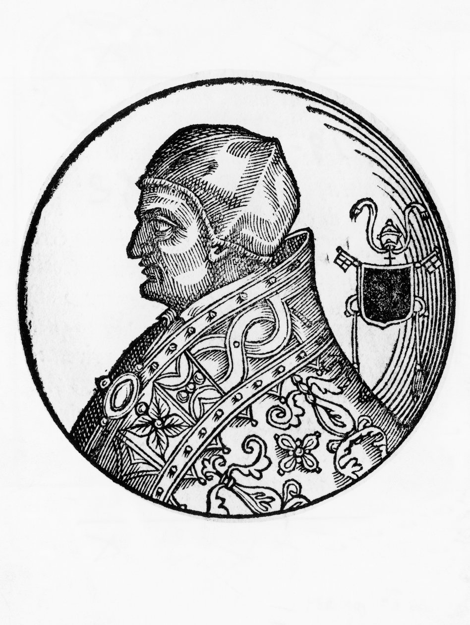 Ritratto di Sabiniano (morto 606), 65º Papa della Chiesa Cattolica dal 604 (incisione) da Blaise Nicolas Le Sueur