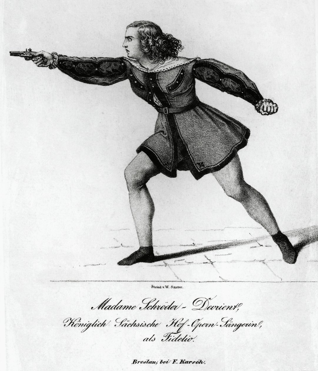 Ritratto di Wilhelmine Schroder-Devrient, soprano tedesco, nel ruolo di Leonora in Fidelio o L