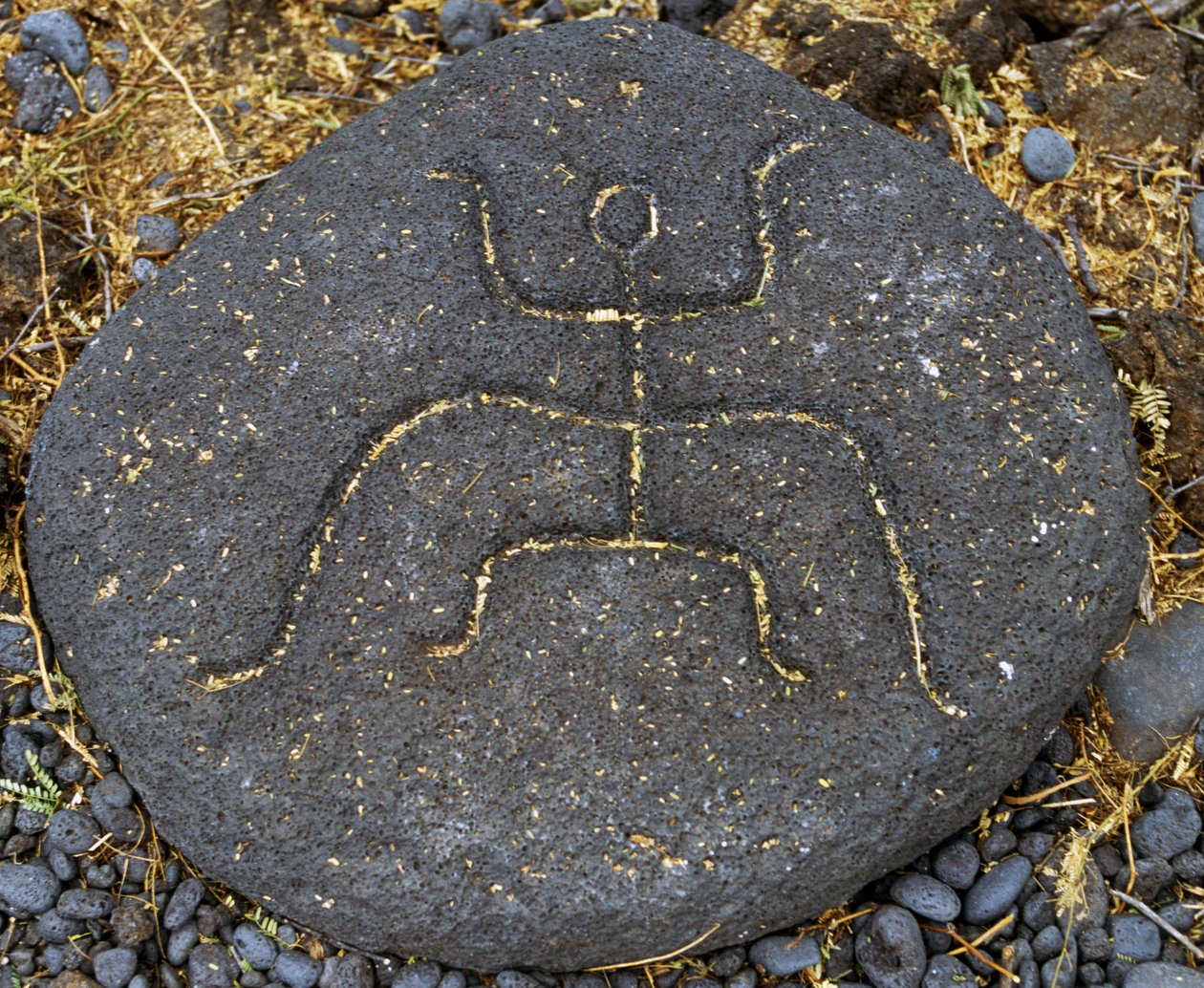 Incisione su pietra, Distretto Archeologico dei Petroglifi di Puako, Isola di Hawaii, Stati Uniti da Blaise Nicolas Le Sueur