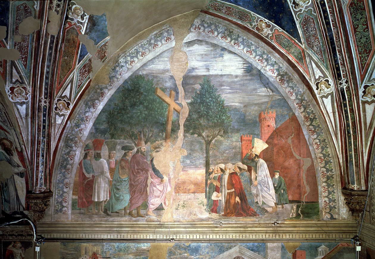 Esaltazione della Croce: Eraclio (c.575-641) entra a Gerusalemme con la Croce, dal ciclo della Vera Croce, completato nel 1464 da Piero della Francesca