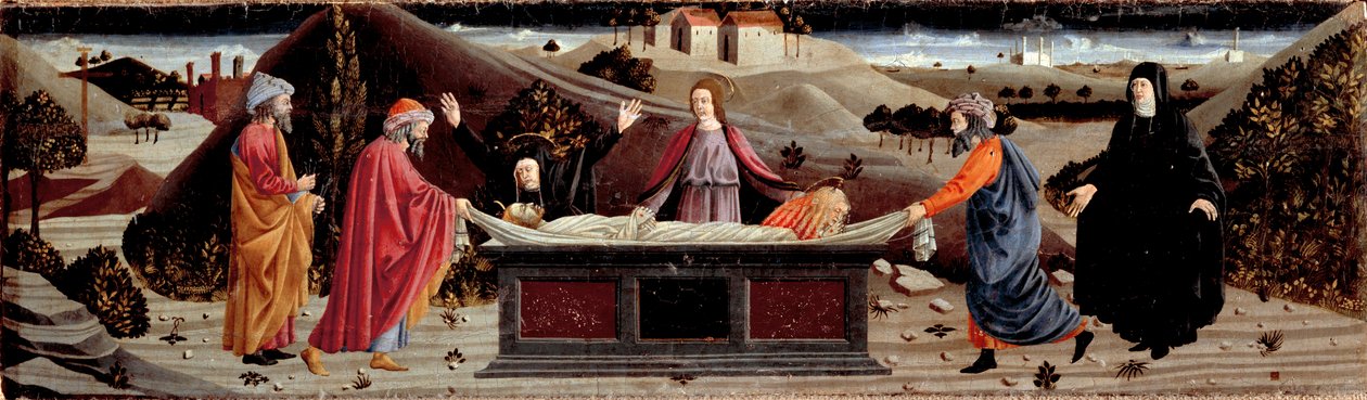 Polittico della Misericordia: intorno al corpo di Gesù Cristo: San Giovanni, la Vergine Maria, Santa Maria Maddalena, San Giuseppe d