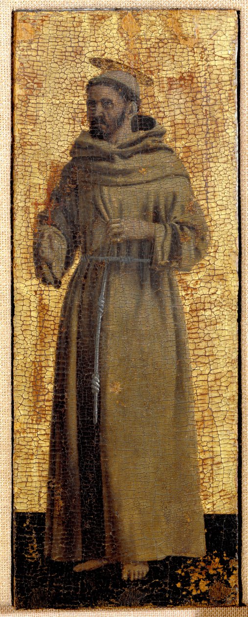 Polittico della Misericordia: la Vergine della Misericordia, circondata da santi. Dettaglio che rappresenta San Francesco d