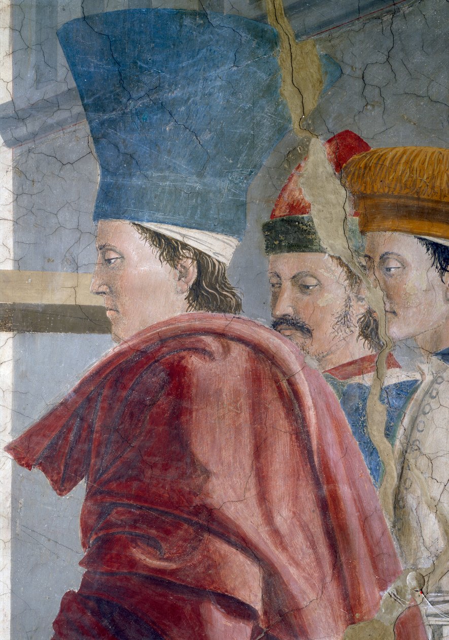 La leggenda della Vera Croce (dettaglio di tre attendenti maschili) da Piero della Francesca
