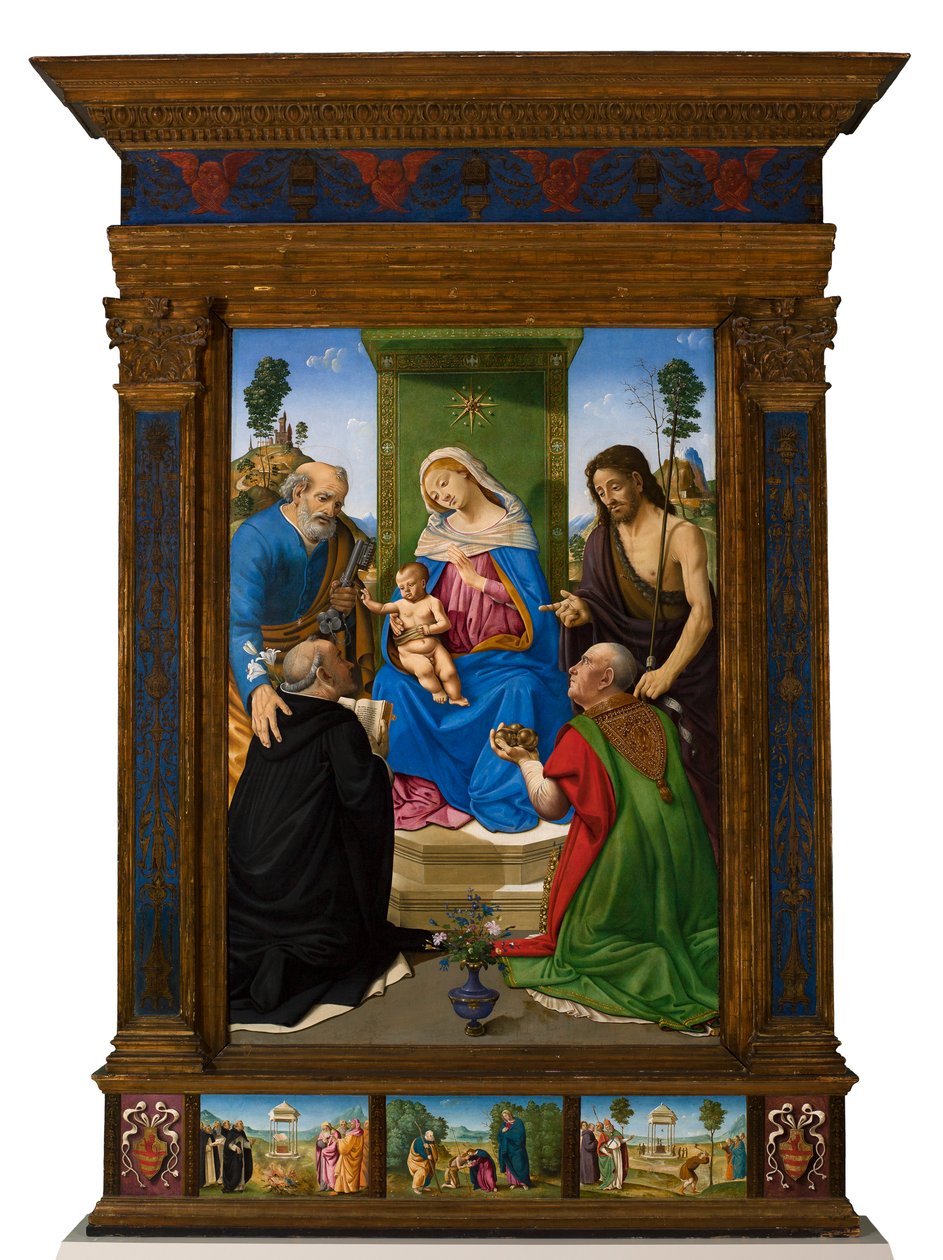 Madonna col Bambino in trono con i santi Pietro, Giovanni Battista, Domenico e Nicola di Bari da Piero di Cosimo