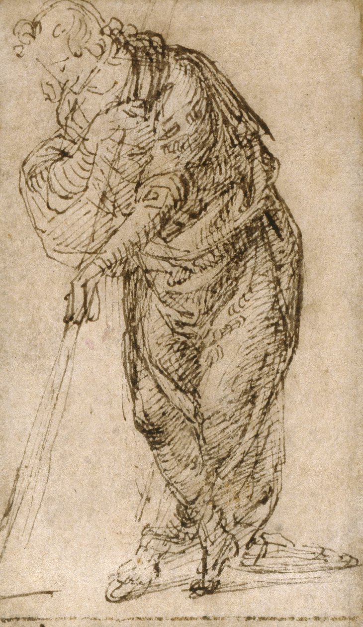 Figura in piedi appoggiata a un bastone da Piero di Cosimo